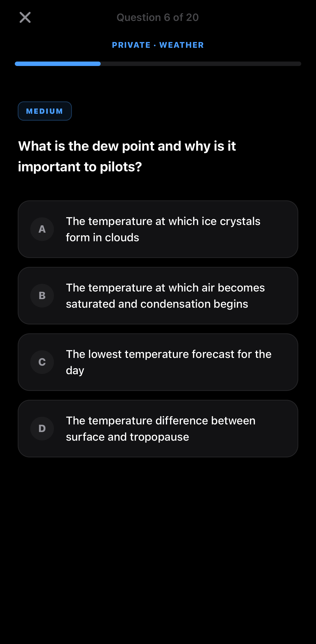 A Zulu practice question in the FAA multiple-choice format
